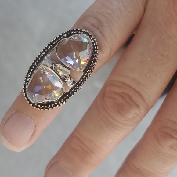 New Absolutely Stunning Heart Shaped Mystic Quartz Crystal 925 Silver Ring. - Picture 15 of 16